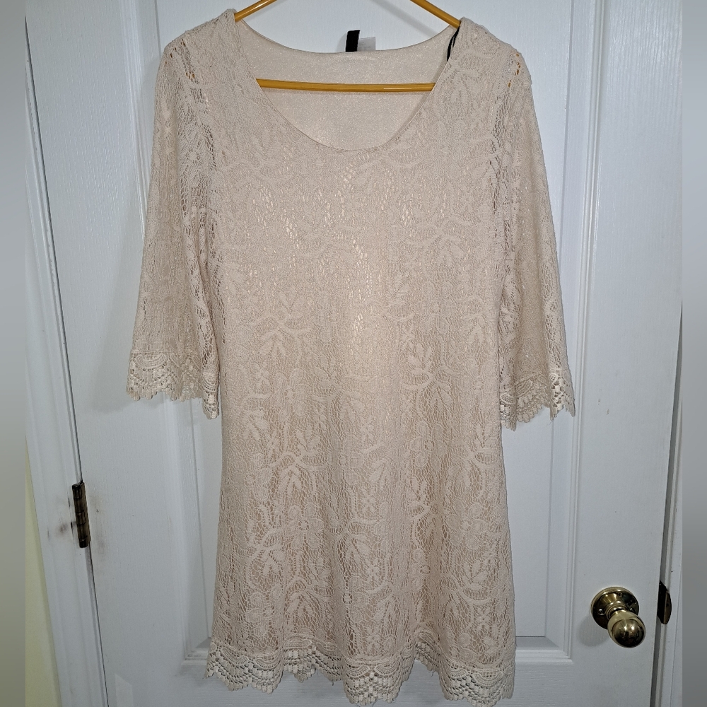 Divided H&M Cream Crotchet Dress Size Medium